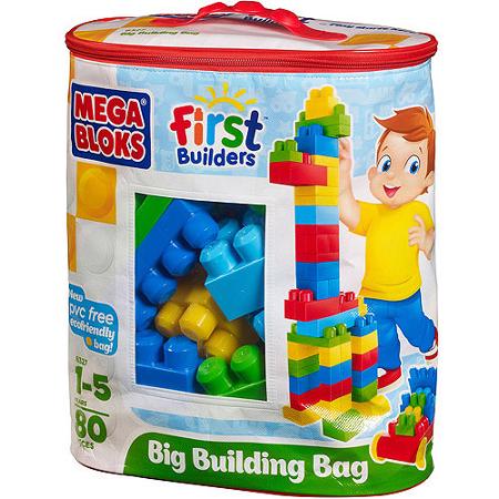 Building First Classic Big Bag 80 Piece Set Mega Builders Blocks Blue Set 