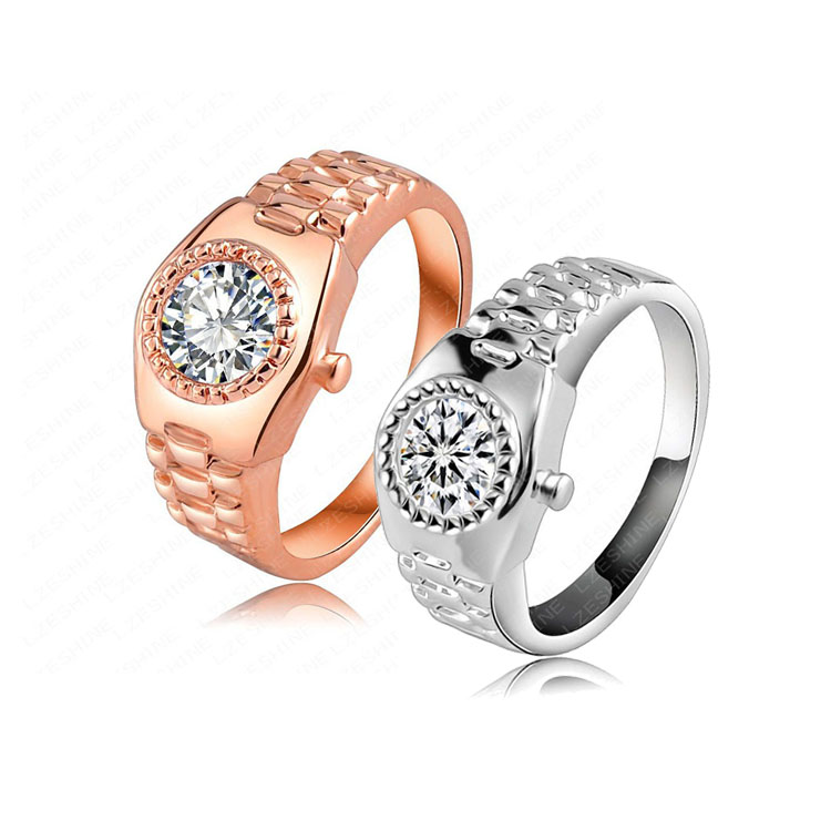 Gnzoe Jewelry Women Ring 18K Rose Gold Plated Brilliant Inlaid CZ Hollow Flower Shape Size 8
